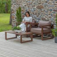 Набор садовой мебели CAPRI / 3 предмета: 2 кресла, столик / коричневый алюминиевый каркас, коричневый текстиль