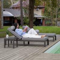 Набор садовой мебели AMALFI / 3 предмета: 2 шезлонга, кофейный столик / каркас алюминий LAVA, водонепр. ткань Stone