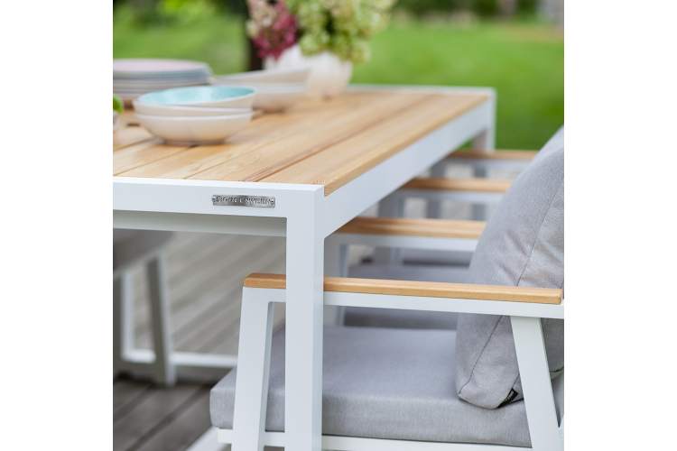 Набор садовый обеденный SANTORINI / 7 предметов: стол 180*98 и 6 стульев / белый/светло-серый-1