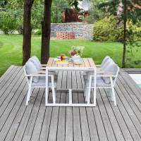 Набор садовый обеденный SANTORINI / 7 предметов: стол 180*98 и 6 стульев / белый/светло-серый