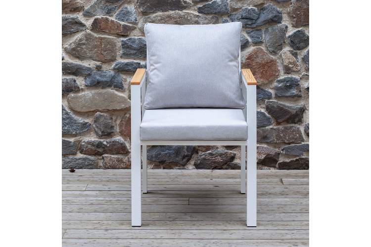 Набор садовый обеденный SANTORINI / 7 предметов: стол 180*98 и 6 стульев / белый/светло-серый-4