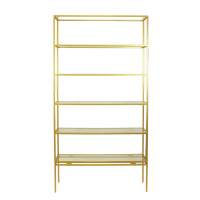 Cтеллаж OSWALD, золотой каркас сталь, полки прозрачное стекло