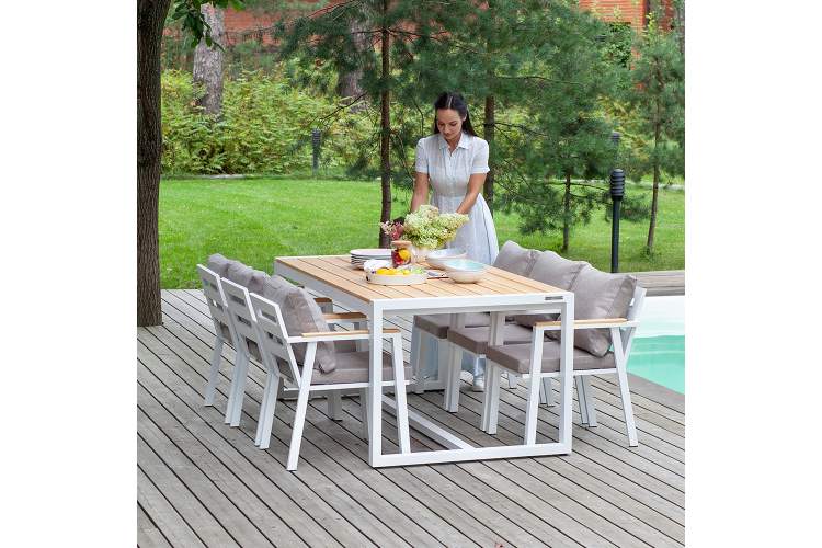 Набор садовый обеденный SANTORINI / 7 предметов: стол 180*98 и 6 стульев / каркас алюминий цвет белый-1