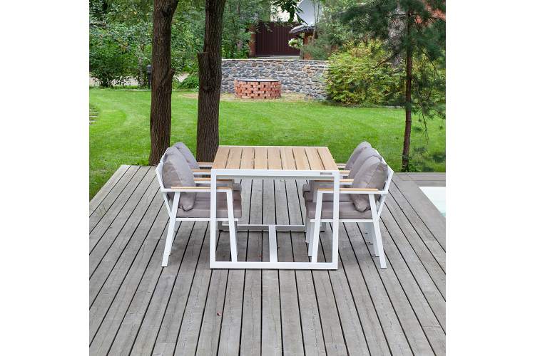 Набор садовый обеденный SANTORINI / 7 предметов: стол 180*98 и 6 стульев / каркас алюминий цвет белый