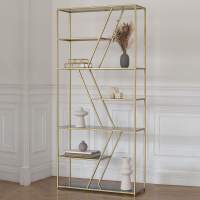 Стеллаж ARNETTA, каркас сталь, полки тонированное стекло