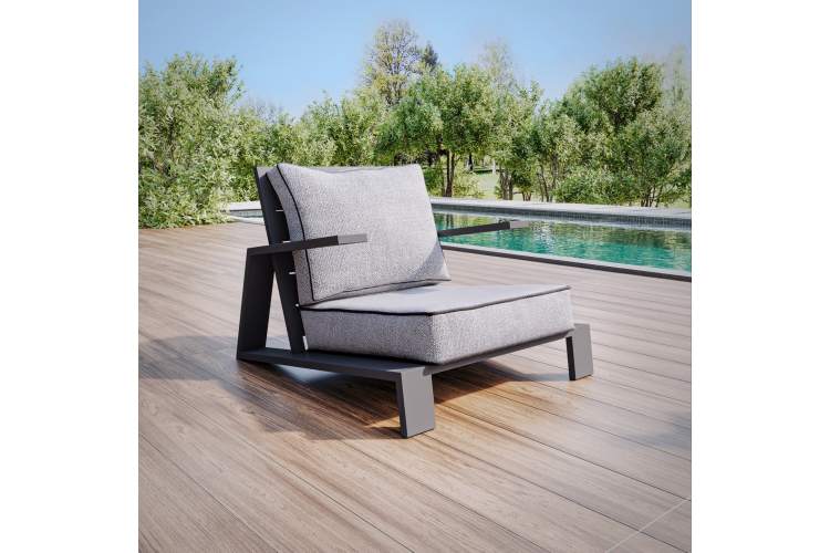 Набор садовой мебели KORFU / 3 предмета: 2 кресла, столик / каркас алюминий цвет лава, серый текстиль-9