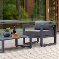 Набор садовой мебели CAPRI / 2 предмета: кресло, столик / серый алюминиевый каркас, темно-серый текстиль