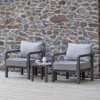 Набор садовой мебели AMALFI / 3 предмета: 2 кресла, столик кофейный / каркас алюминий LAVA, водонепр. ткань Stone
