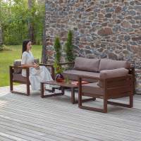 Набор садовой мебели CAPRI / 4 предмета: диван, 2 кресла, столик / коричневый алюминиевый каркас, коричневый текстиль
