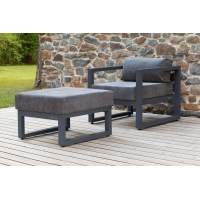 Набор садовой мебели CAPRI / 2 предмета: кресло, пуф / серый алюминиевый каркас, темно-серый текстиль