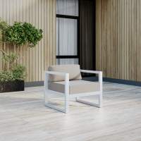 Набор садовой мебели CAPRI / 3 предмета: 2 кресла, столик / белый алюминиевый каркас, серо-коричневый текстиль