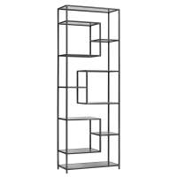 Стеллаж OLIVIA, каркас сталь, полки тонированное стекло, 1950x700x300