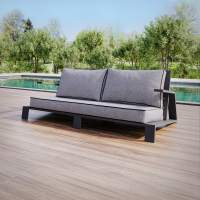 Набор садовой мебели KORFU / 2 предмета: диван, столик / каркас алюминий цвет LAVA, обивка серый текстиль