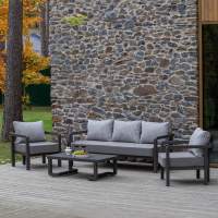 Набор садовой мебели AMALFI / 4 предмета: диван, 2 кресла, стол / каркас алюминий LAVA, водонепр. ткань Stone