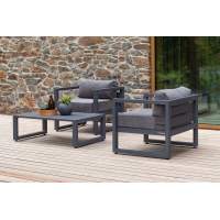 Набор садовой мебели CAPRI / 3 предмета: 2 кресла, столик / серый алюминиевый каркас, темно-серый текстиль