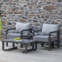 Набор садовой мебели AMALFI / 3 предмета: 2 кресла, стол / каркас алюминий LAVA, водонепр. ткань Stone