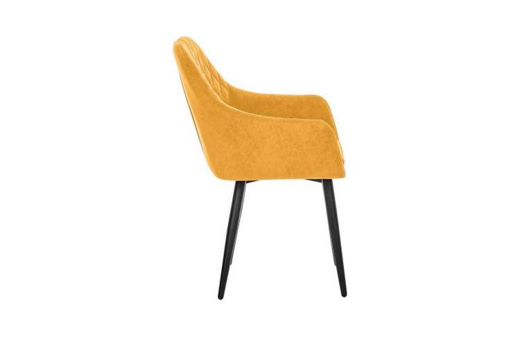 Стул с подлокотниками Leset Слим, каркас Черный, велюр Горчица-2