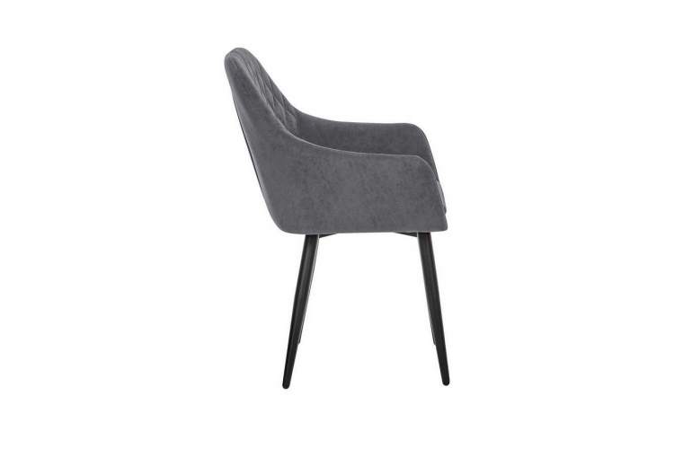 Стул с подлокотниками Leset Слим, каркас Черный, велюр Графит-2