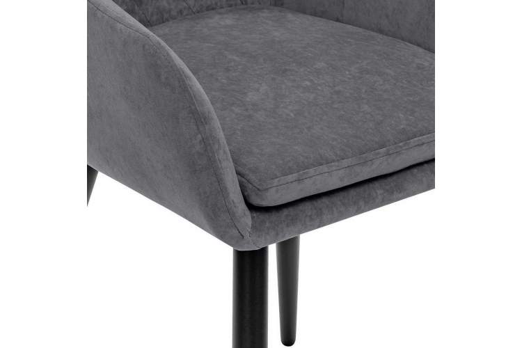 Стул с подлокотниками Leset Слим, каркас Черный, велюр Графит-5