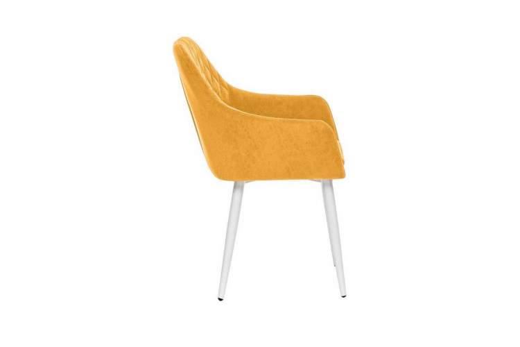 Стул с подлокотниками Leset Слим, каркас Белый, велюр Горчица-2