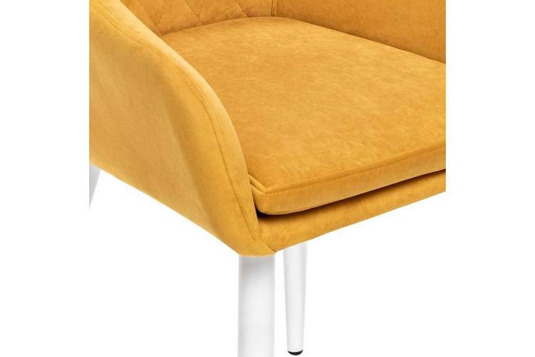 Стул с подлокотниками Leset Слим, каркас Белый, велюр Горчица-5