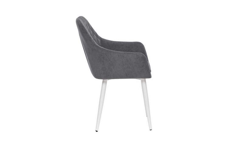 Стул с подлокотниками Leset Слим, каркас Белый, велюр Графит-2