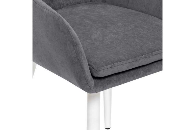 Стул с подлокотниками Leset Слим, каркас Белый, велюр Графит-5