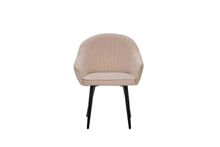 Стул с подлокотниками Leset Вайд, каркас Черный, велюр Бежевый-1