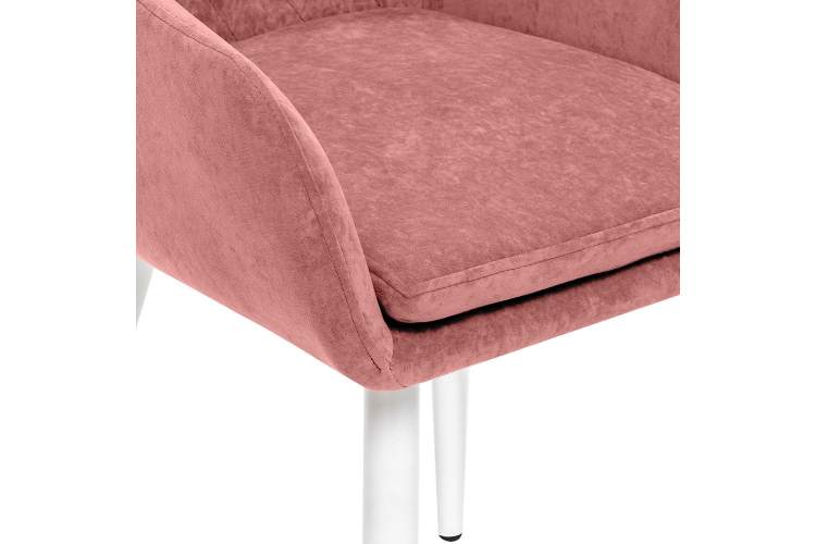 Стул с подлокотниками Leset Слим, каркас Белый, велюр Персиковый-5