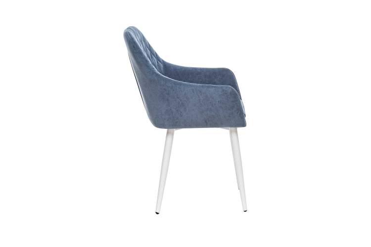 Стул с подлокотниками Leset Слим, каркас Белый, велюр Синий-2