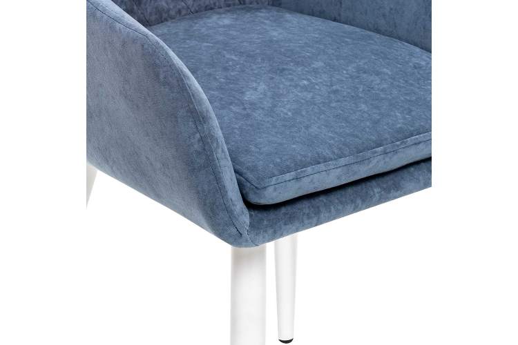 Стул с подлокотниками Leset Слим, каркас Белый, велюр Синий-5