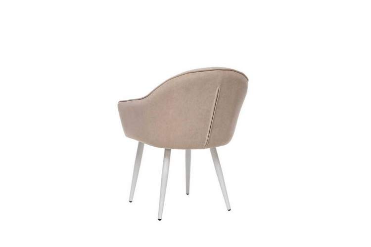 Стул с подлокотниками Leset Вайд, каркас Белый, велюр Бежевый-3
