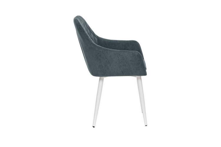 Стул с подлокотниками Leset Слим, каркас Белый, велюр Темно-зеленый-2