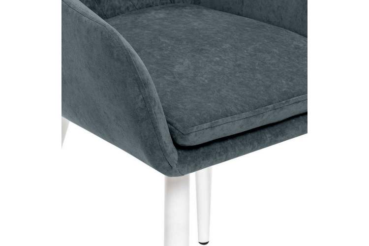 Стул с подлокотниками Leset Слим, каркас Белый, велюр Темно-зеленый-5