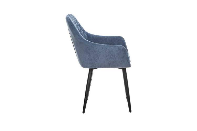 Стул с подлокотниками Leset Слим, каркас Черный, велюр Синий-2