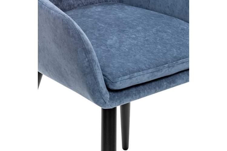 Стул с подлокотниками Leset Слим, каркас Черный, велюр Синий-5