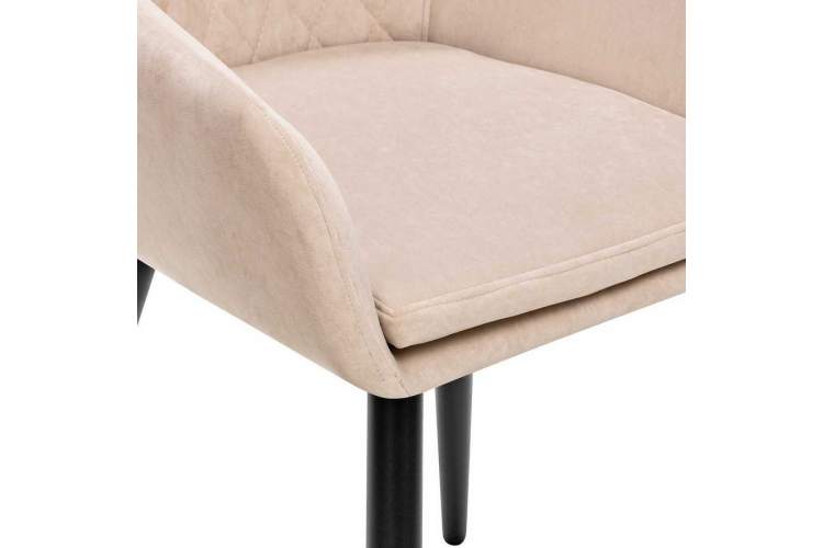 Стул с подлокотниками Leset Слим, каркас Черный, велюр Бежевый-5