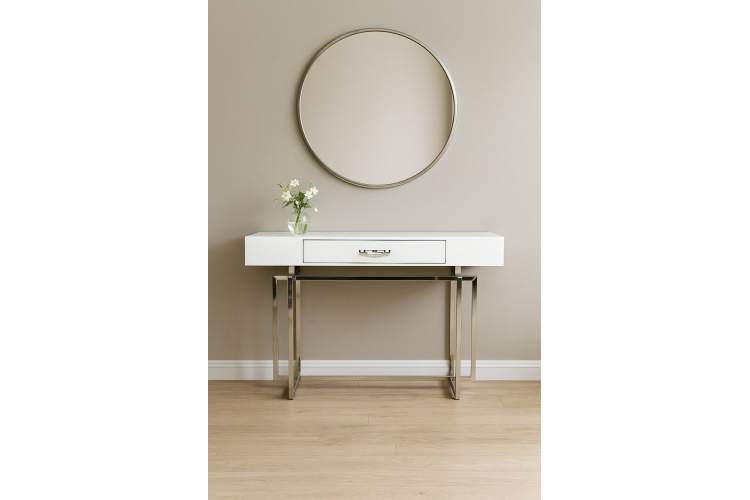 Стол-консоль Гарда-1 P-MJ-003, 120х40х76 см, белый/хром-9