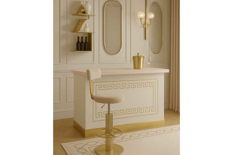 Стул барный Вивиан MC111-GR-2, светло-серый/глянцевое золото-2