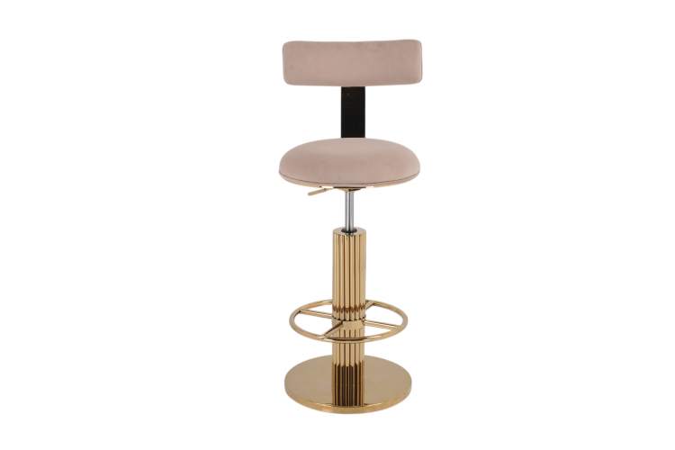 Стул барный Вивиан MC111-GR-2, светло-серый/глянцевое золото-1