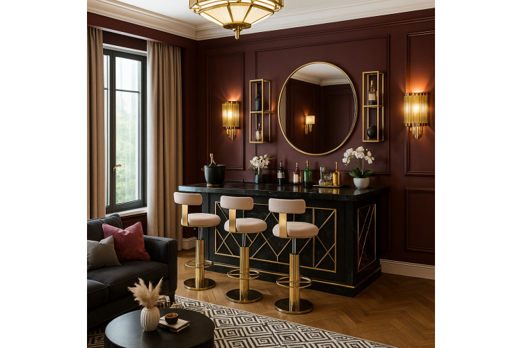 Стул барный Вивиан MC111-GR-2, светло-серый/глянцевое золото-4