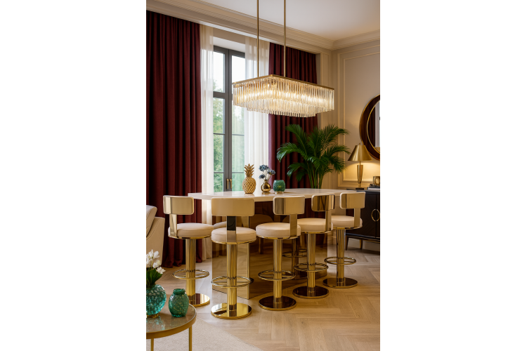 Стул барный Вивиан MC111-GR-2, светло-серый/глянцевое золото-3