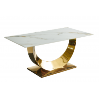 Стол обеденный Прайм IST-801, 180х90х76 см, жемчужный белый/золотой