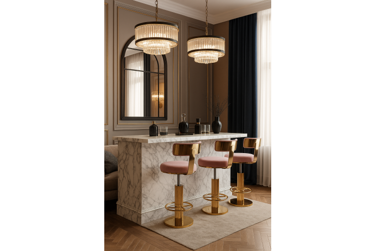 Стул барный Вивиан MC111-PK-2, пыльная роза/глянцевое золото-3