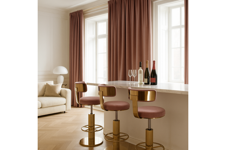 Стул барный Вивиан MC111-PK-2, пыльная роза/глянцевое золото-1