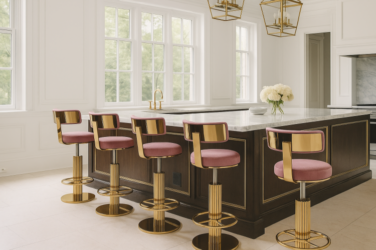 Стул барный Вивиан MC111-PK-2, пыльная роза/глянцевое золото-2