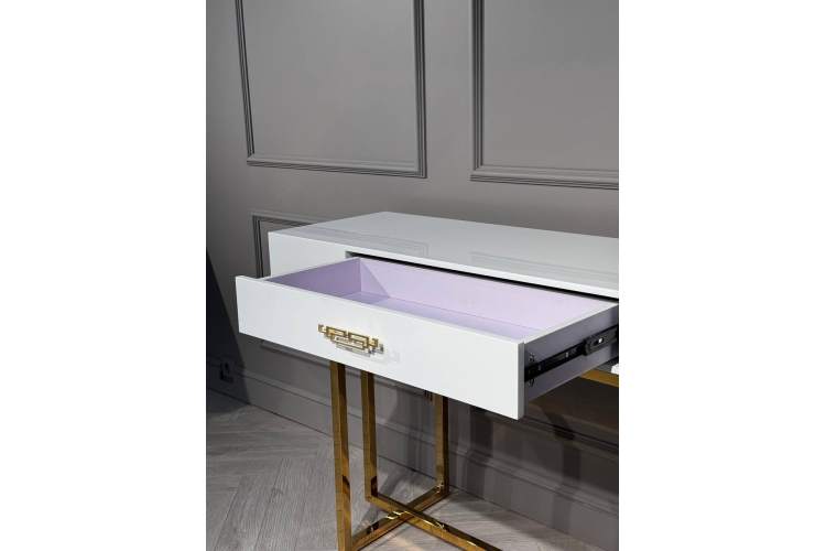 Стол-консоль Гарда-1 P-MJ-003, 120х40х76 см, белый/золото-3