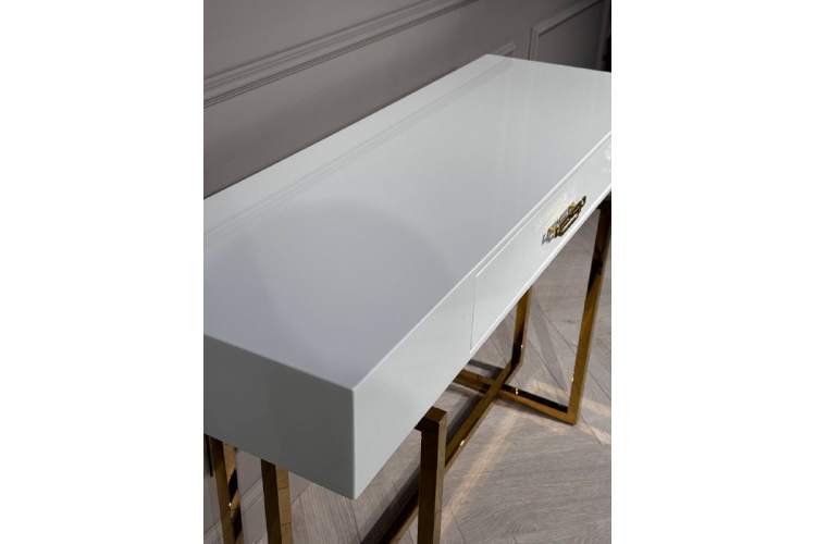 Стол-консоль Гарда-1 P-MJ-003, 120х40х76 см, белый/золото-5