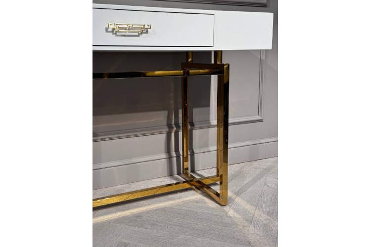 Стол-консоль Гарда-1 P-MJ-003, 120х40х76 см, белый/золото-6