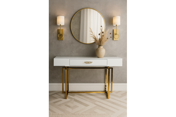 Стол-консоль Гарда-1 P-MJ-003, 120х40х76 см, белый/золото-7